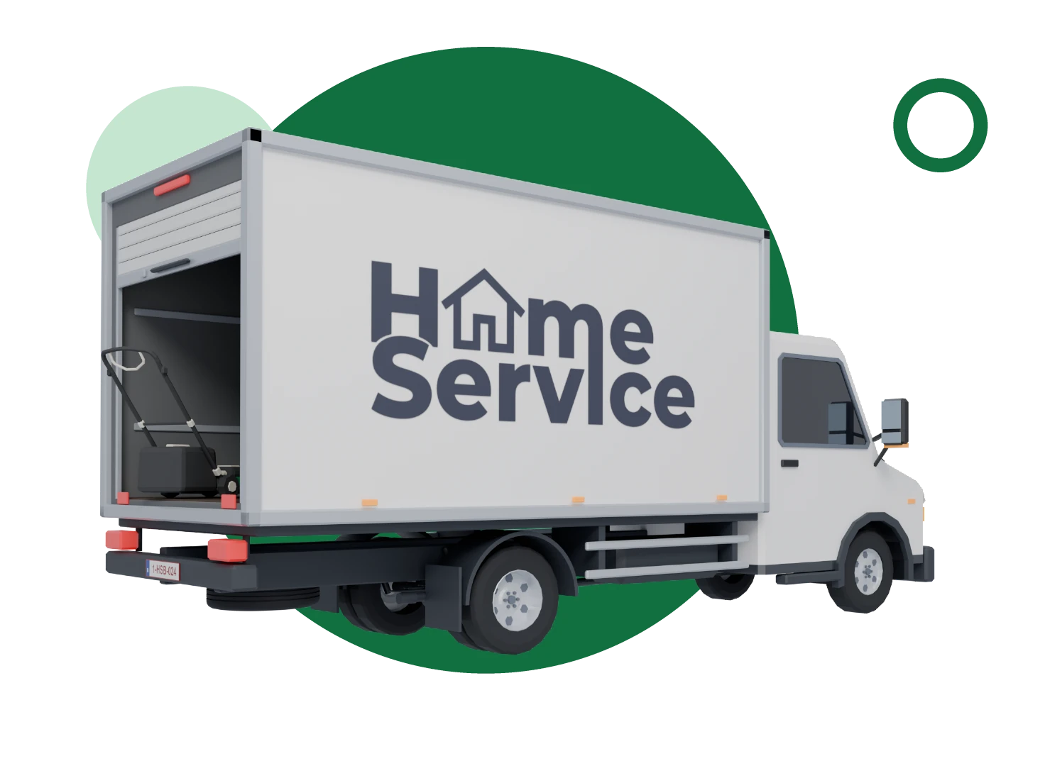 Le camion HomeService, arrière ouvert